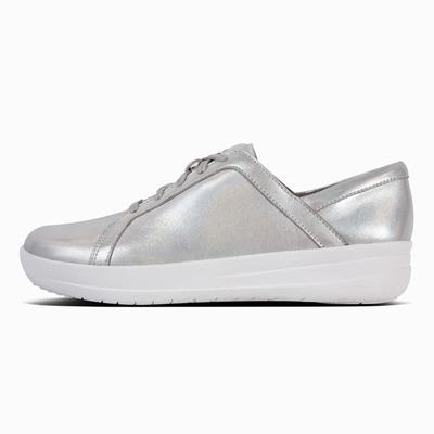FitFlop F-Sporty II Leather Lace-Up Sneakers Dames Zilver Nederland-97435